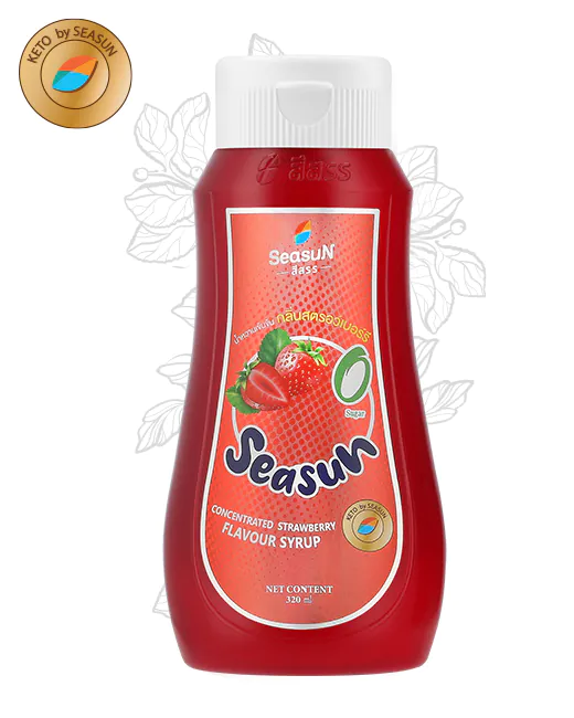 ไซรัปหญ้าหวานกลิ่นสตอเบอรี่ สูตรคีโตตราสีสรร ขนาด 320ml