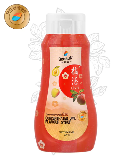 ไซรัปหญ้าหวานกลิ่นบ๊วย สูตรคีโต ตราสีสรร ขนาด 320ml