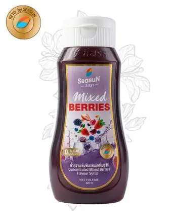 ไซรัปหญ้าหวานกลิ่นมิกซ์เบอร์รี่ สูตรคีโต ตราสีสรร ขนาด 320ml