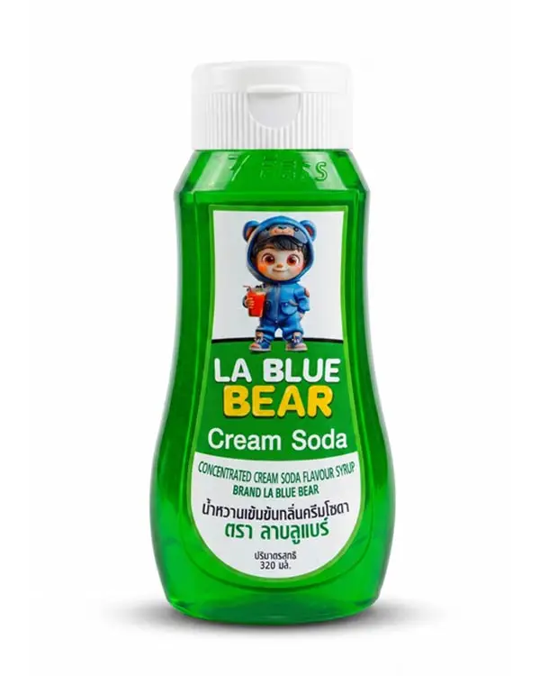 น้ำหวาน La Blue Bear กลิ่นครีมโซดา ตราสีสรร 320 ml.